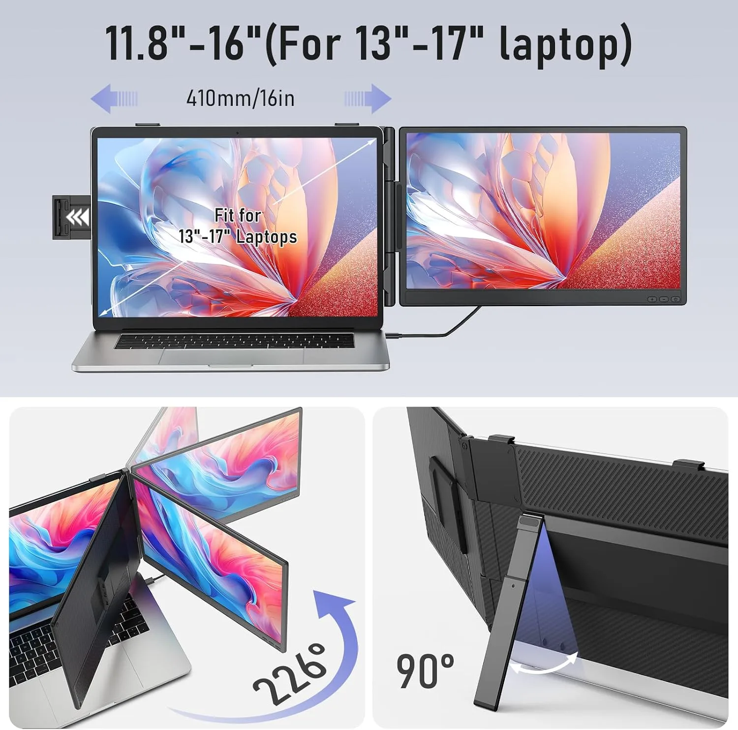 Macsecor Laptop Screen Extender, 14'' FHD 1080P Ultra-Slim Dual Portable Monitor for Laptops, USB-C Travel Monitor Extender Plug & Play for 13"-16" Laptop, Compatible with Wins/Mac/Android/Chrome