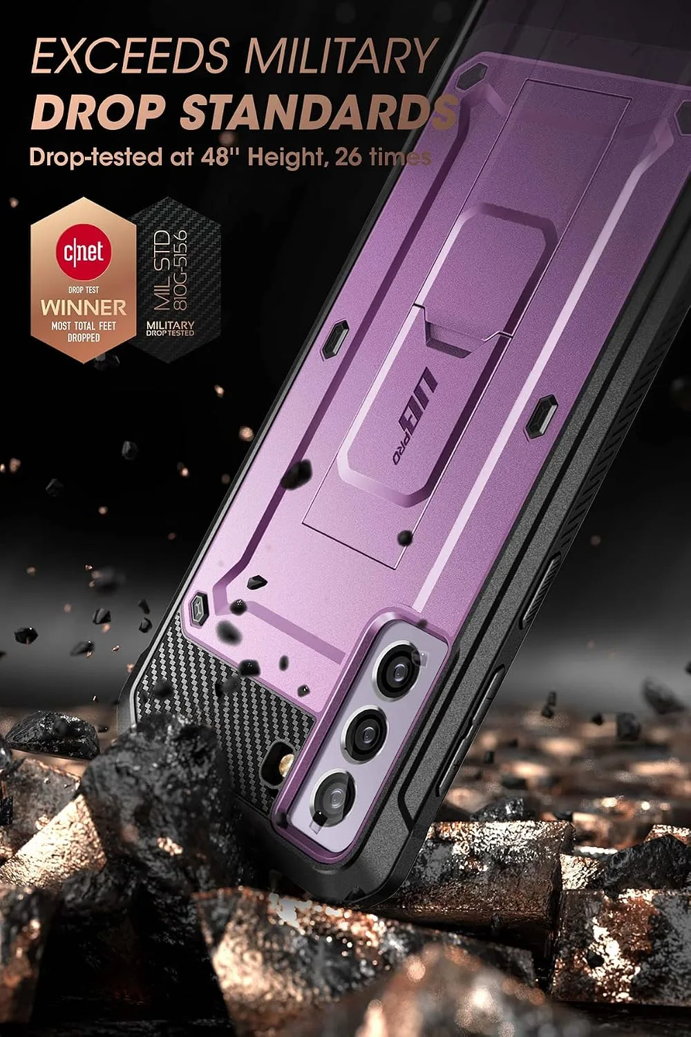 SUPCASE for Galaxy S21 FE Case with Built-in Screen Protector, Purple