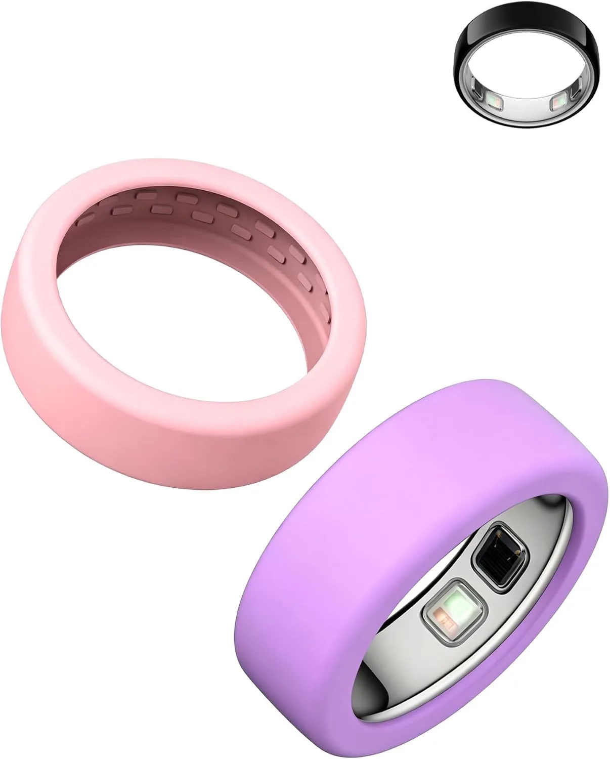 Silicone Case for Oura Ring 5, 2-Pack, M (10-13), Pink+ Purple