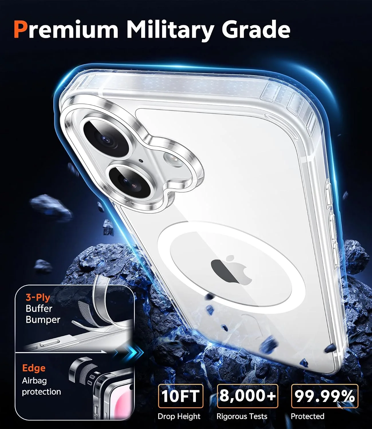 FNTCASE for iPhone 16 Plus Case Compatible with Magsafe Clear Phonecase