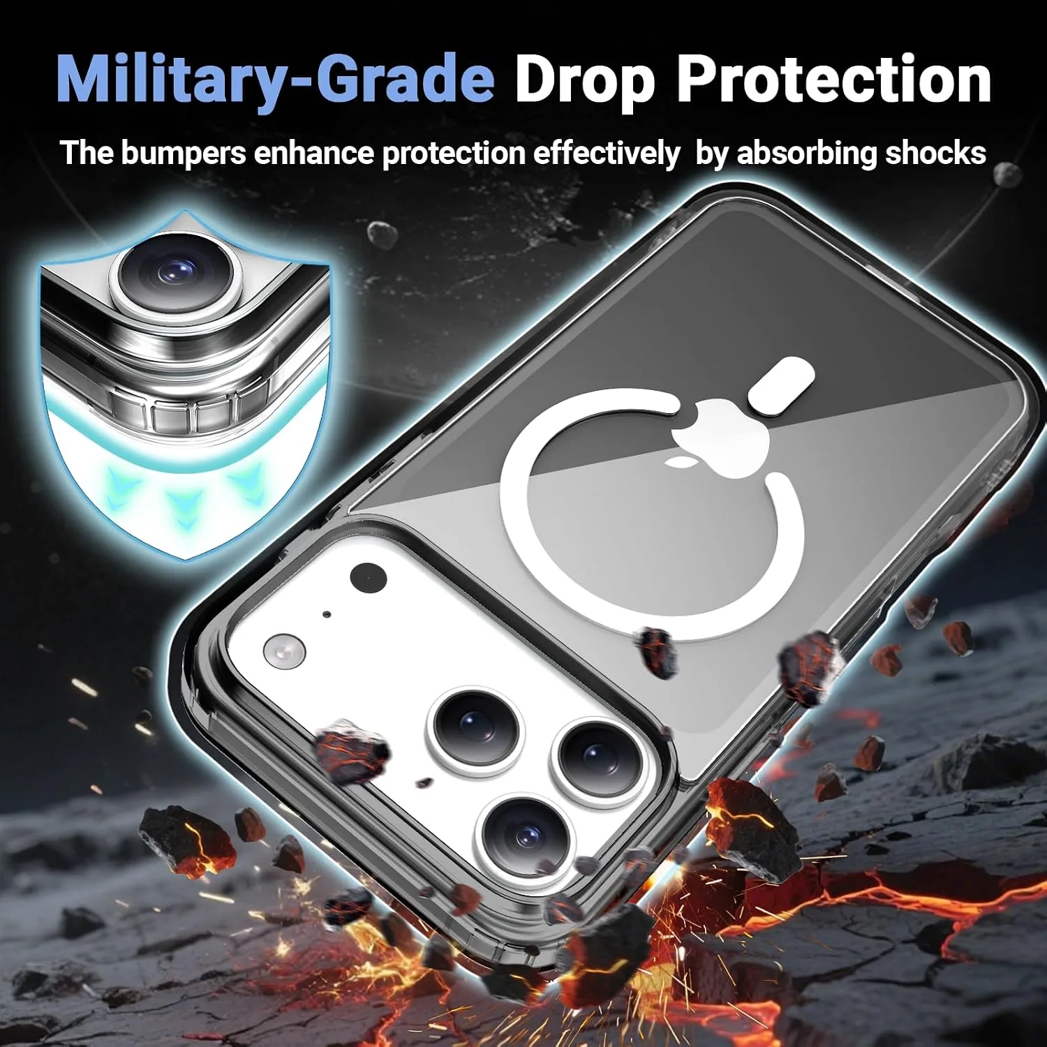 Temdan for iPhone 18 Pro Case/iPhone 17 Pro Case, Black