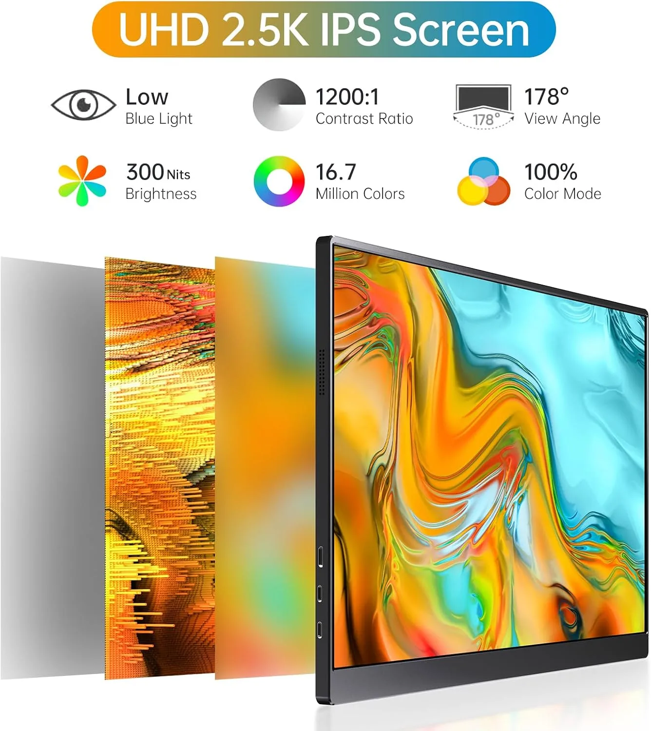 Anyuse 16" QHD USB-C HDMI HDR Portable Monitor