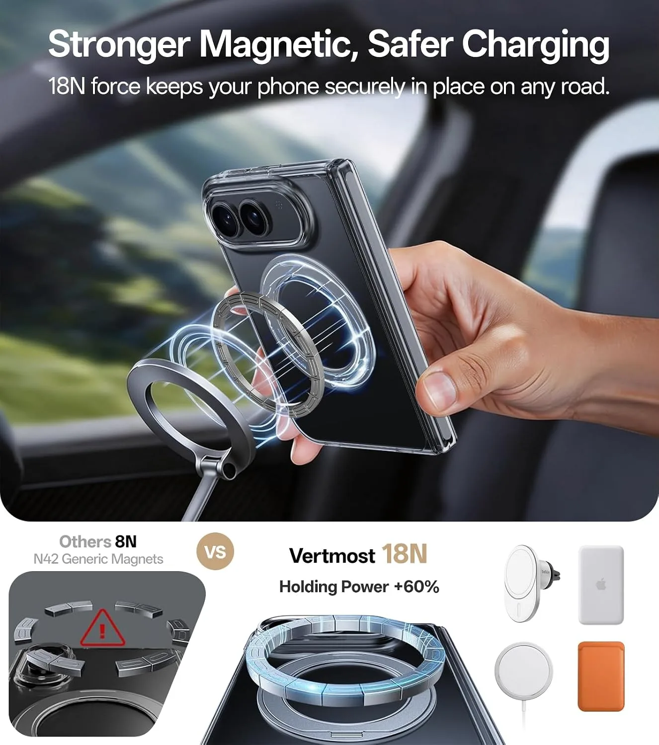 Anti-Yellow for iPhone Duo Case Clear with 360 Magnetic Kickstand