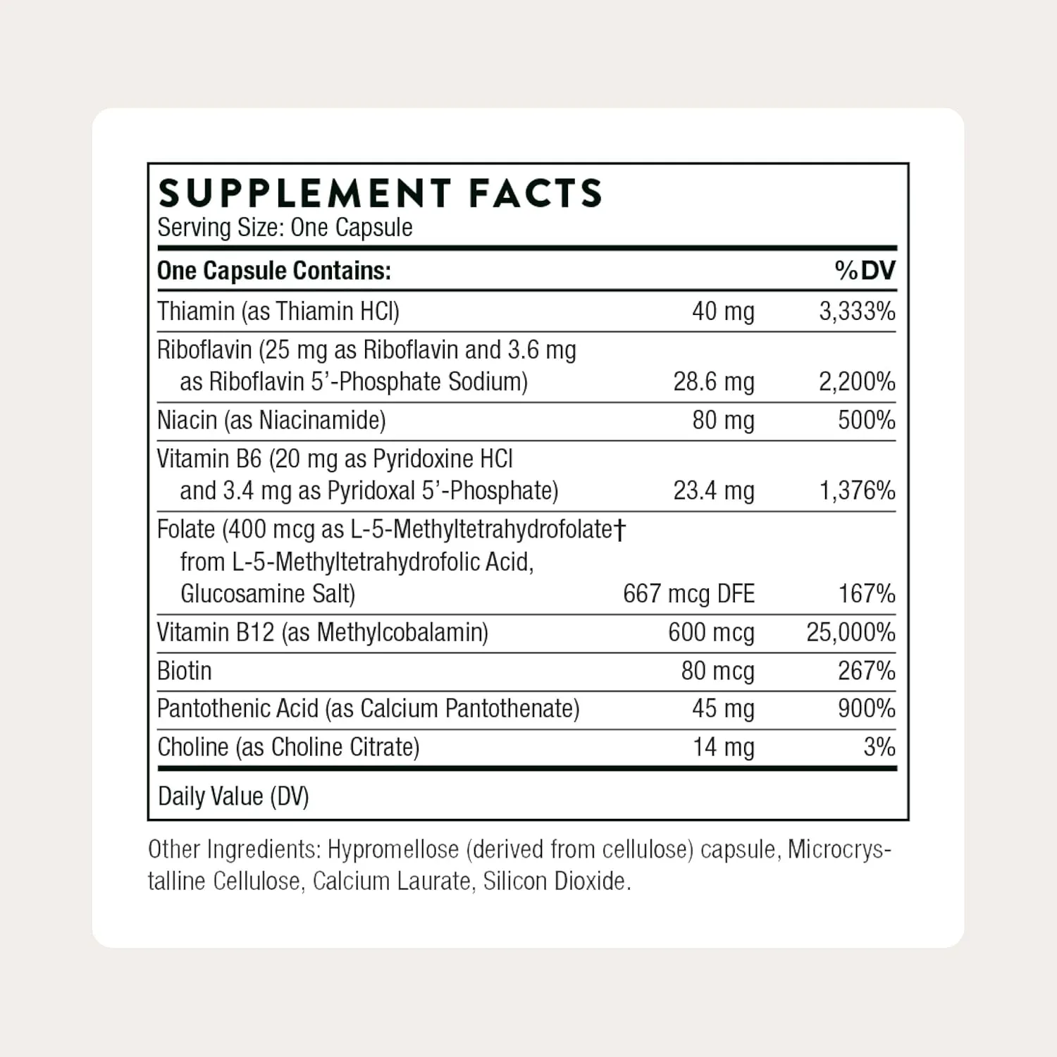 THORNE B-Complex #12, 8 Active B Vitamins & Choline, 60 Capsules