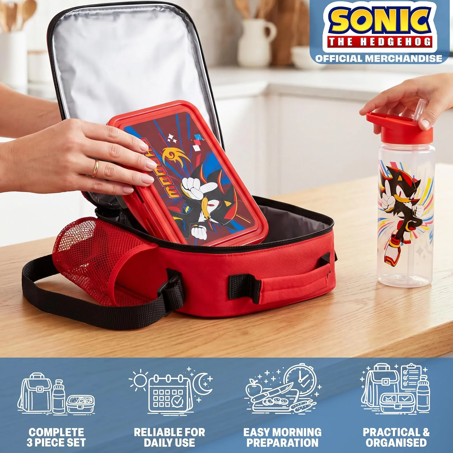 Get Trend Shadow the Hedgehog Boys Lunch Box 3Pc Set
