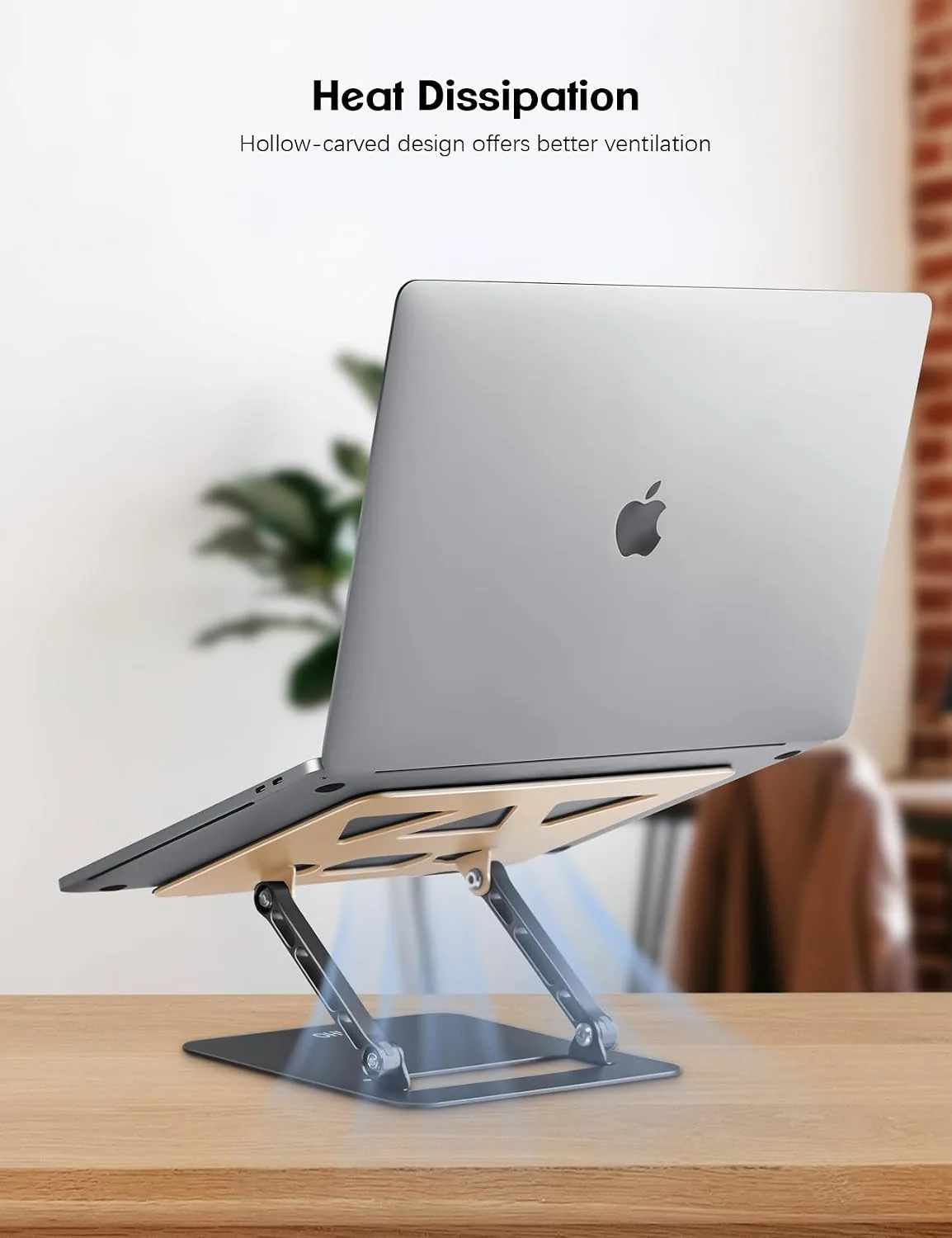 Aoviho Adjustable Laptop Stand for Desk,Portable Laptop Stand Holder and Riser,Foldable Aluminum Notebook Computer Stands for MacBook Air Pro HP Lenovo Dell Samsung, 10-15.6 inch,Moonlit Gold Noir