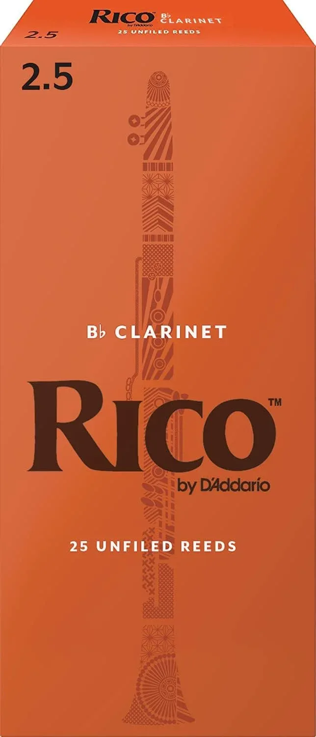 Caña para clarinete Bb D'Addario Rico 2.5, paquete de 25
