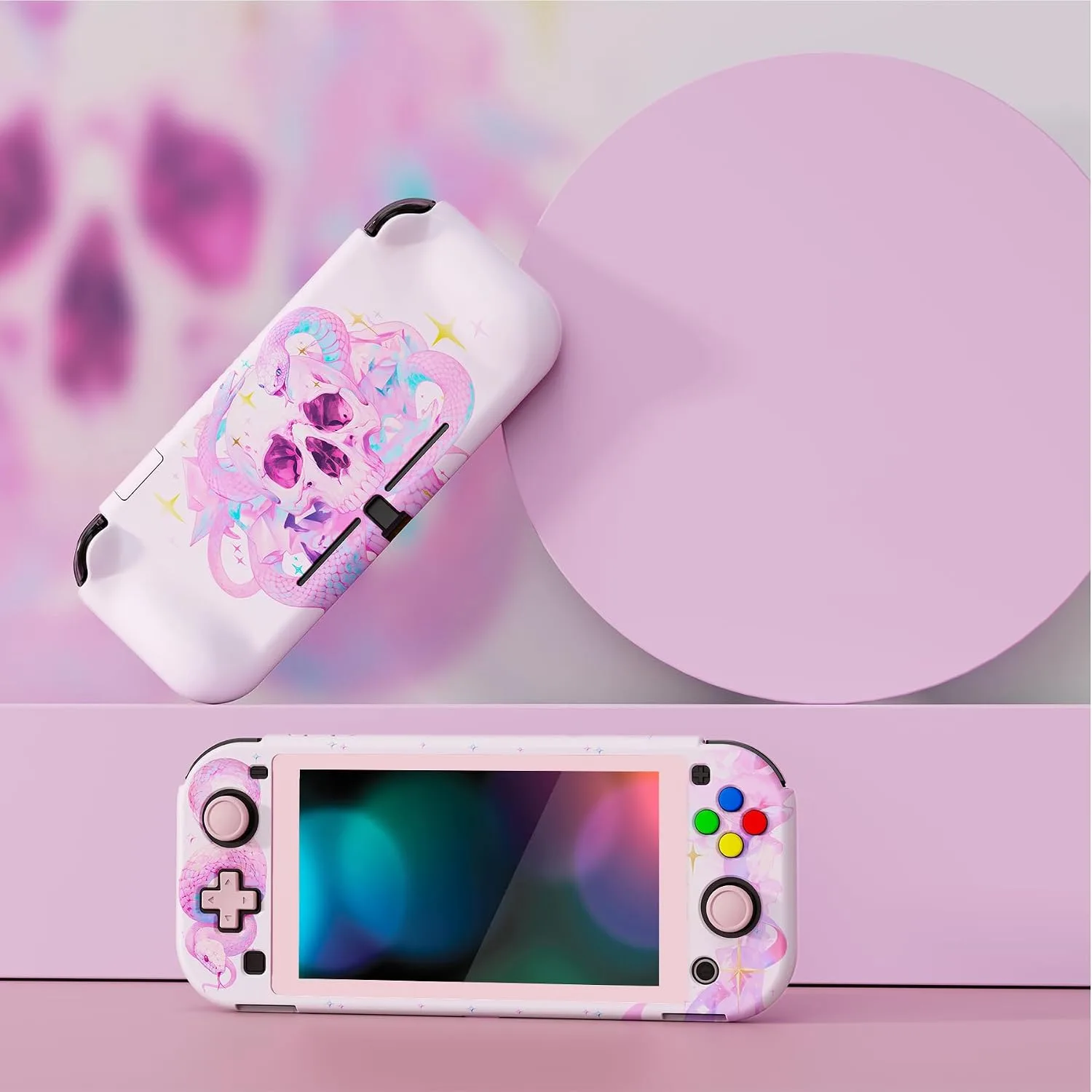 PlayVital ZealProtect Protective Case for Nintendo Switch Lite, Hard Shell Ergonomic Grip Cover for Nintendo Switch Lite w/Screen Protector & Thumb Grips & Button Caps - Celestial Serpent's Embrace