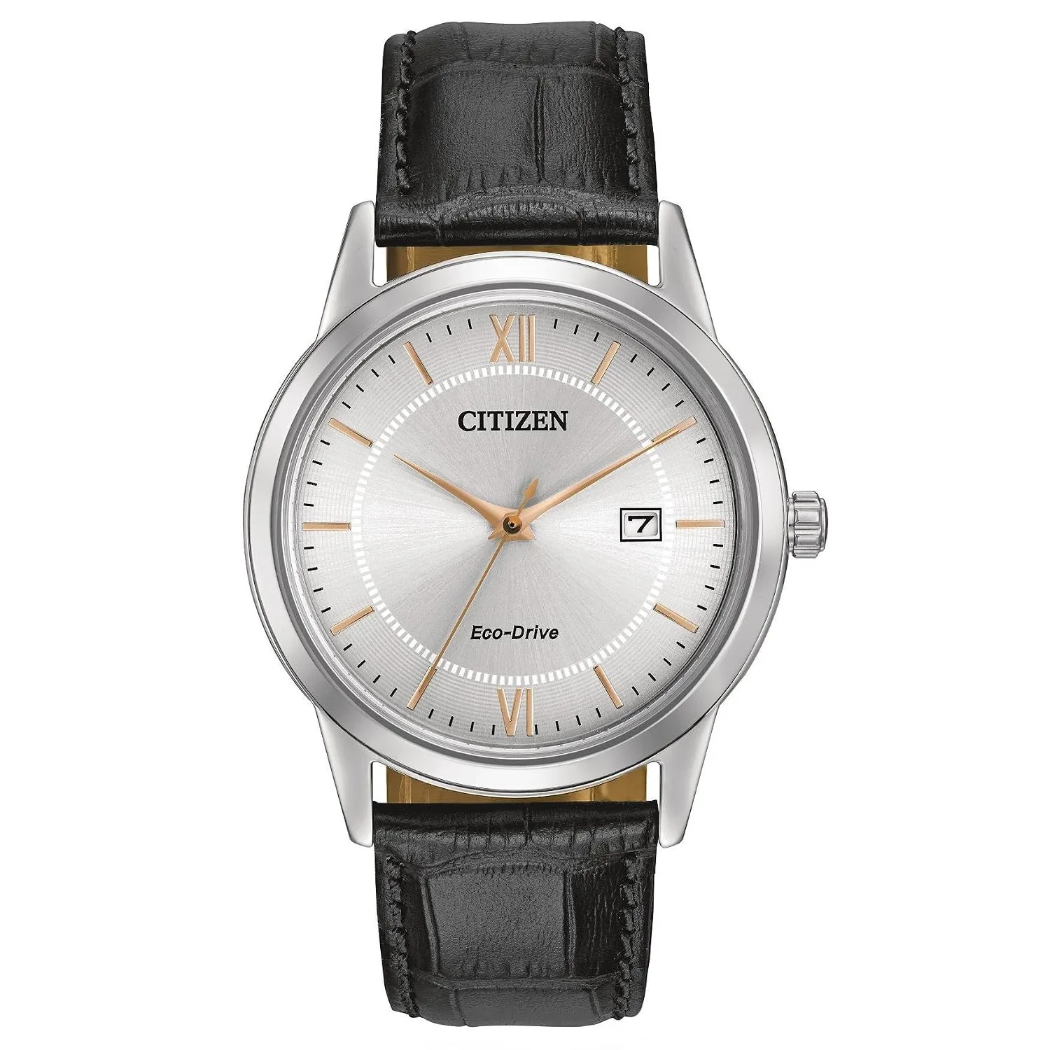 Citizen Men's Classic Eco-Drive Leather Strap Watch, 3-Hand Date