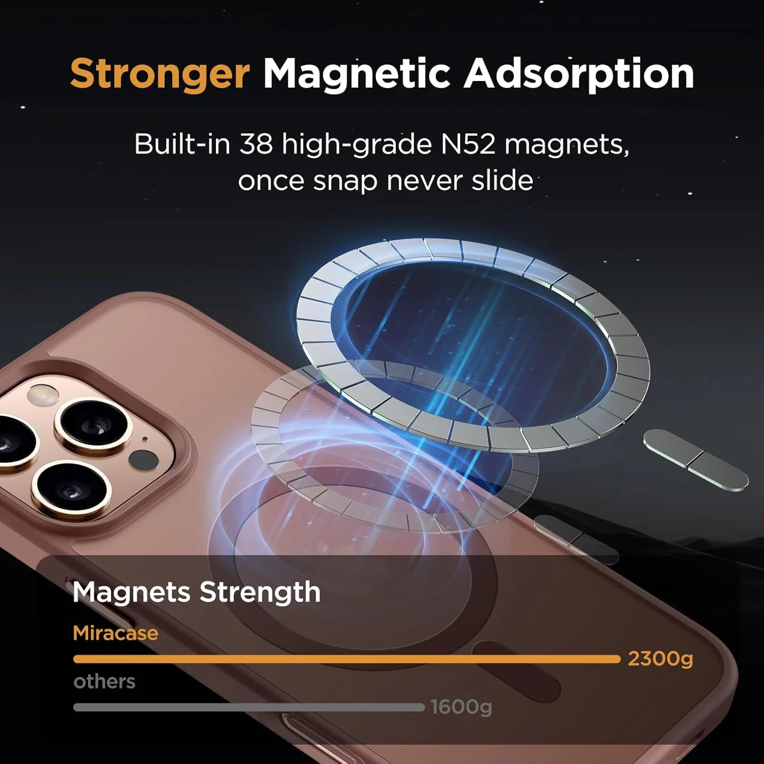 Miracase for iPhone 16 Pro Matte Series Case, Magnetic, Brown