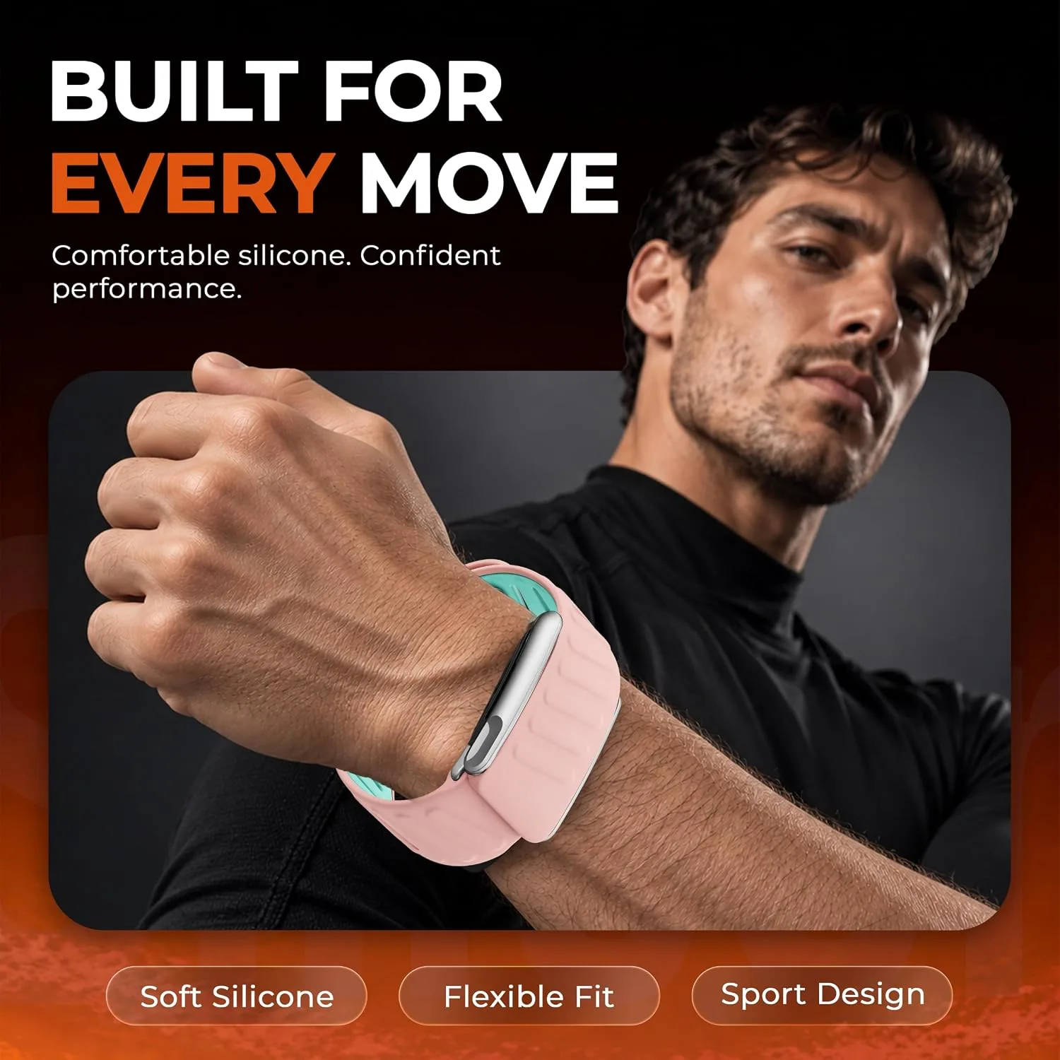 DADO Silicone Sport Replacement Band Compatible with WHOOP 5.0, One, Peak, and Life Fitness Tracker – Breathable, Durable & Comfortable | Not for Whoop Gen 4