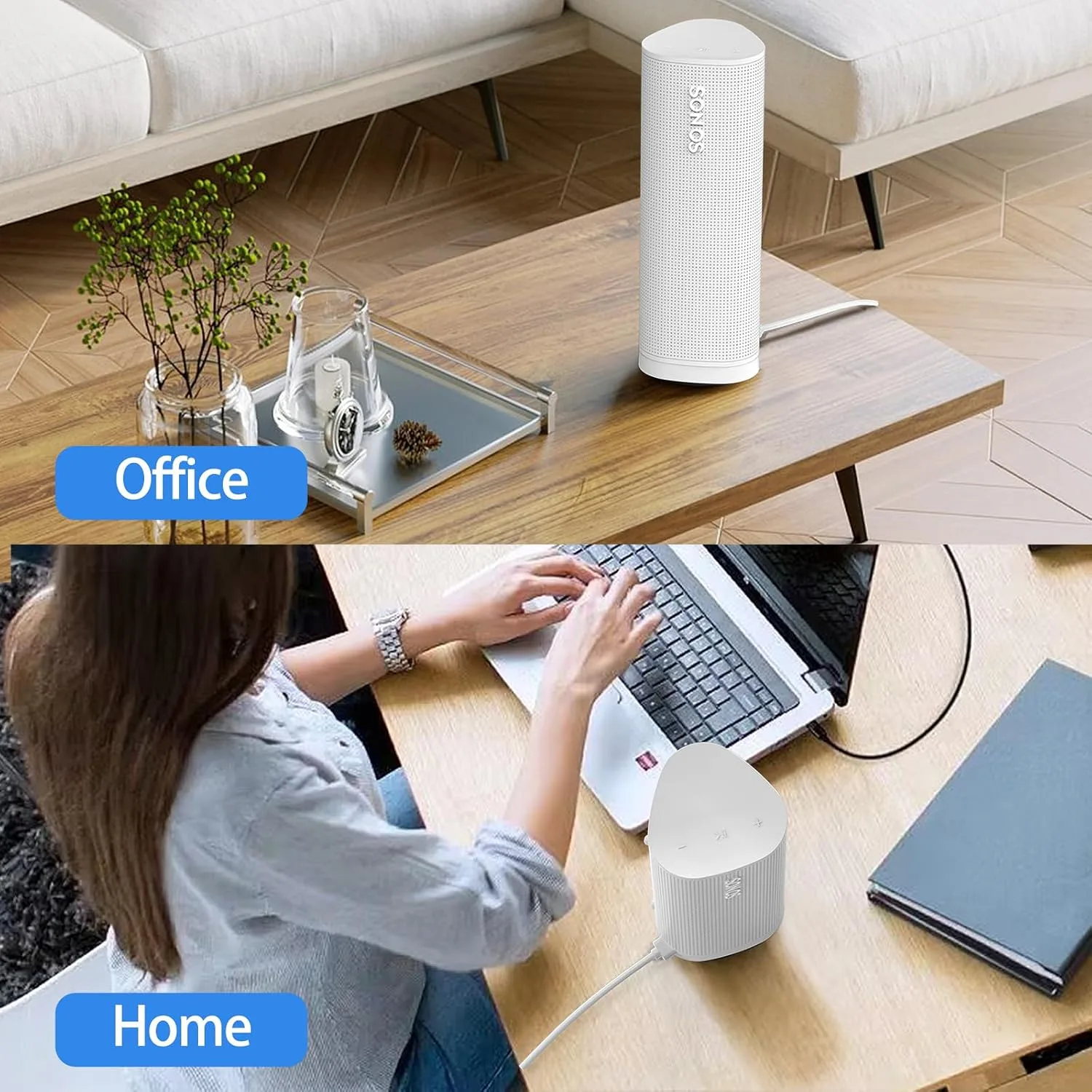 Wireless Charger Compatible with Sonos Roam Gen 2nd/1st, Magnetic Charging Base, Power up Charging Dock for Portable Bluetooth Speaker for Sonos Roam SL(White)