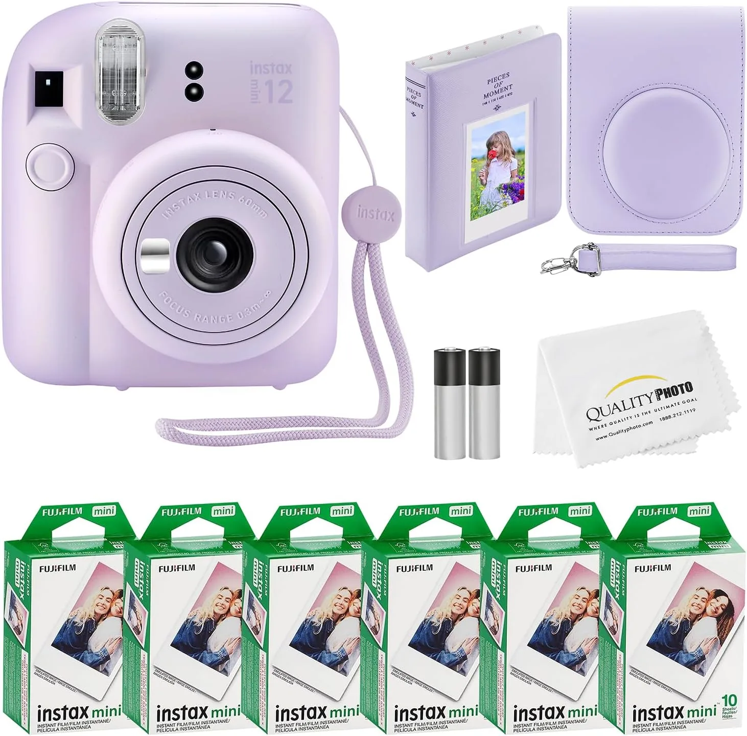Fujifilm Instax Mini 12 Instant Camera + 60 Photo Prints + Quality Photo Value Bundle, Case, Decoration Stickers, Frames, Photo Album, (Mint Green)