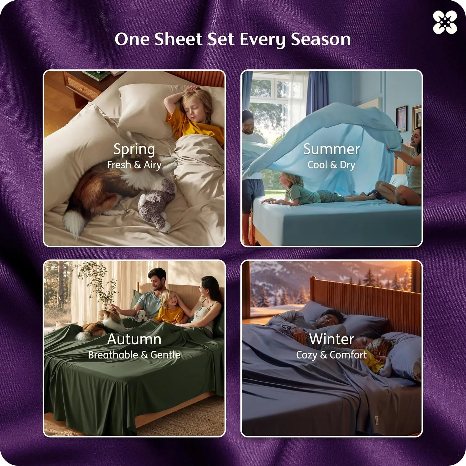 Bedsure PureWoven 100% Rayon Derived from Bamboo, Full Size Sheets, 4 PCS