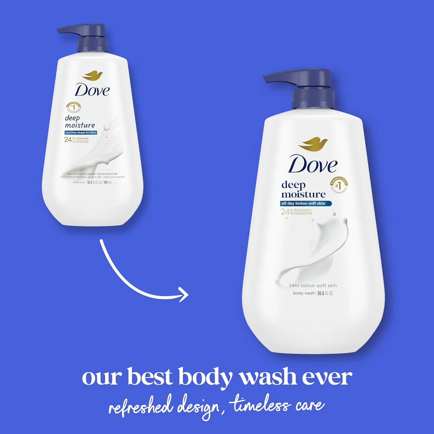 Dove Deep Moisture Body Wash, 30.6 oz Pump, Sulfate Free