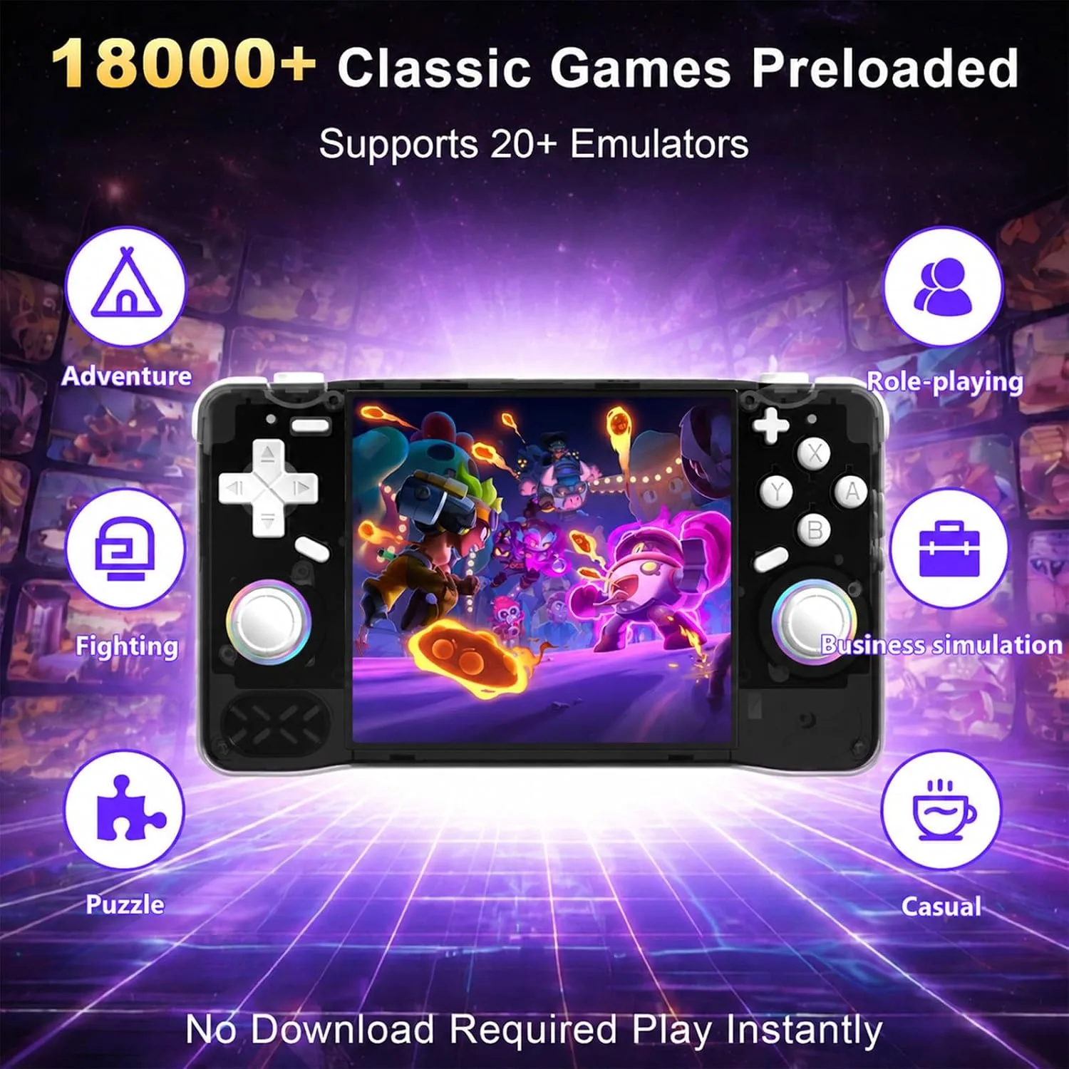XF40H Retro Handheld Game Console, 4.0 Inch 4K HD IPS Screen, Linux 64-bit Open Source System, 18000+ Classic Games, WiFi Multiplayer Support, Portable Pocket Video Gaming for Adults (Black)