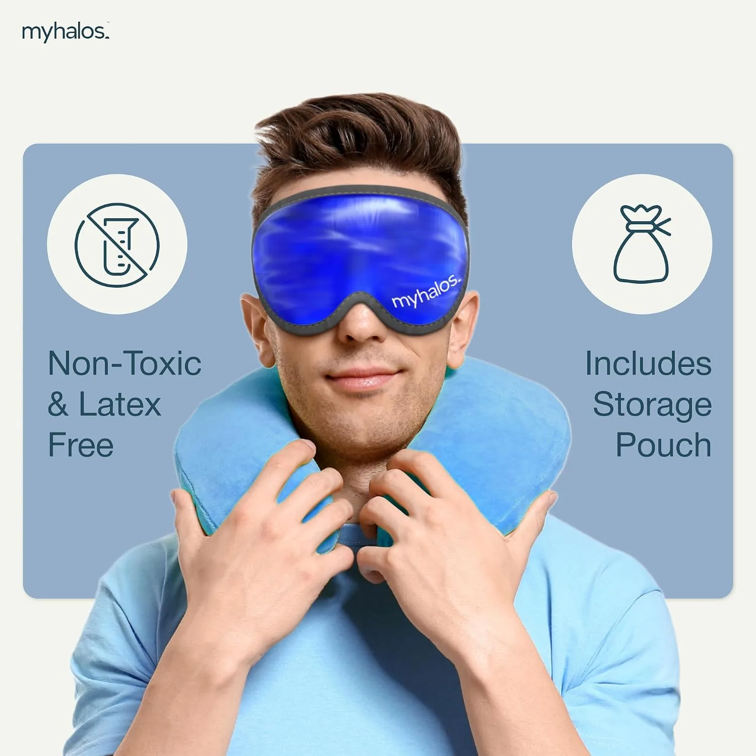 MyHalos Cooling Gel Eye Mask, Cold Ice Pack for Puffy Eyes & Dark Circles