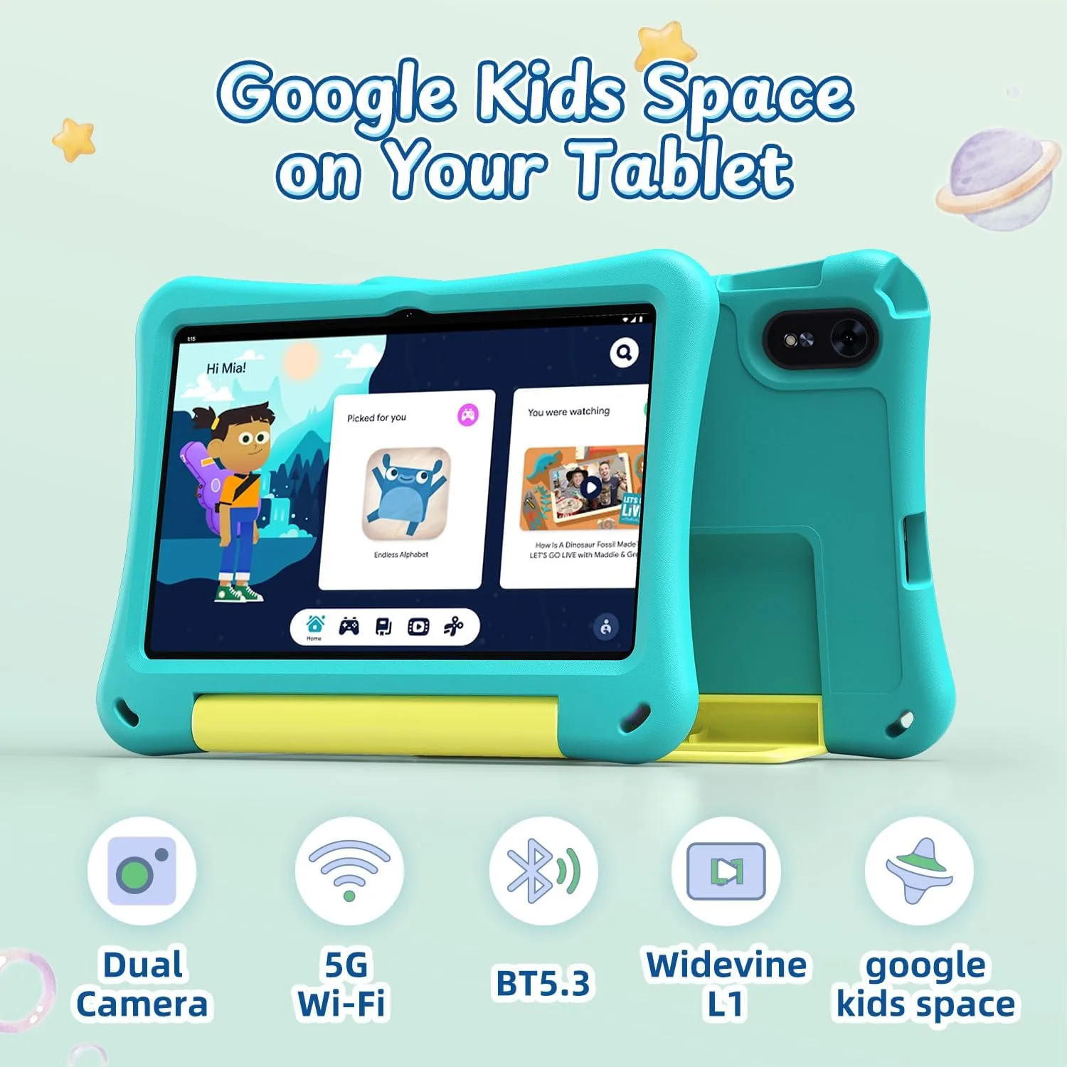 Kids Tablet 10 Inch, Android 16 Tablet with Parental Controls, EVA Case