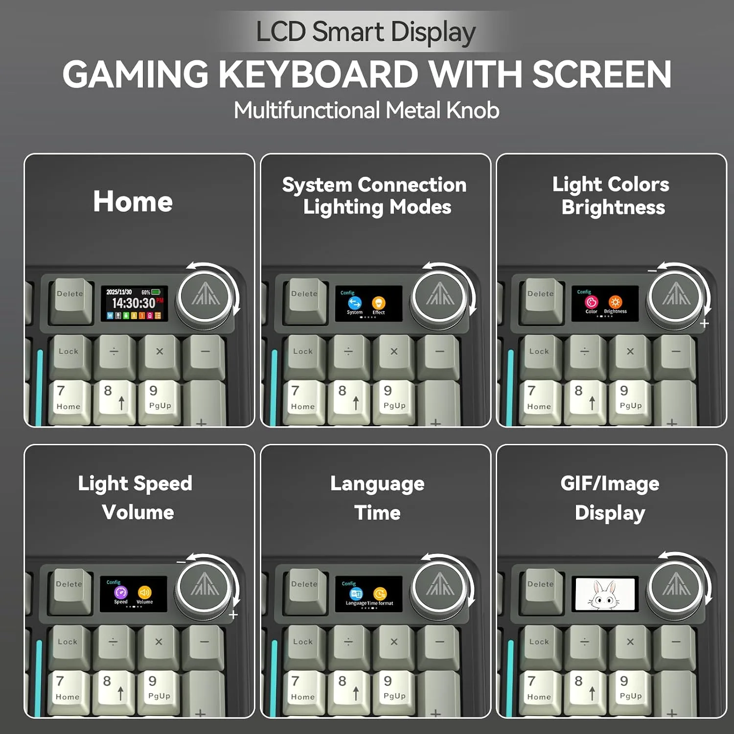 SOLAKAKA A99 Pro Wireless Mechanical Keyboard with LCD Screen & Metal Knob, 2.4GHz/BT5.0/USB-C, RGB Backlit Gaming Keyboard, Hot Swappable, Creamy Keyboard with Gasket Structure, for Win/Mac