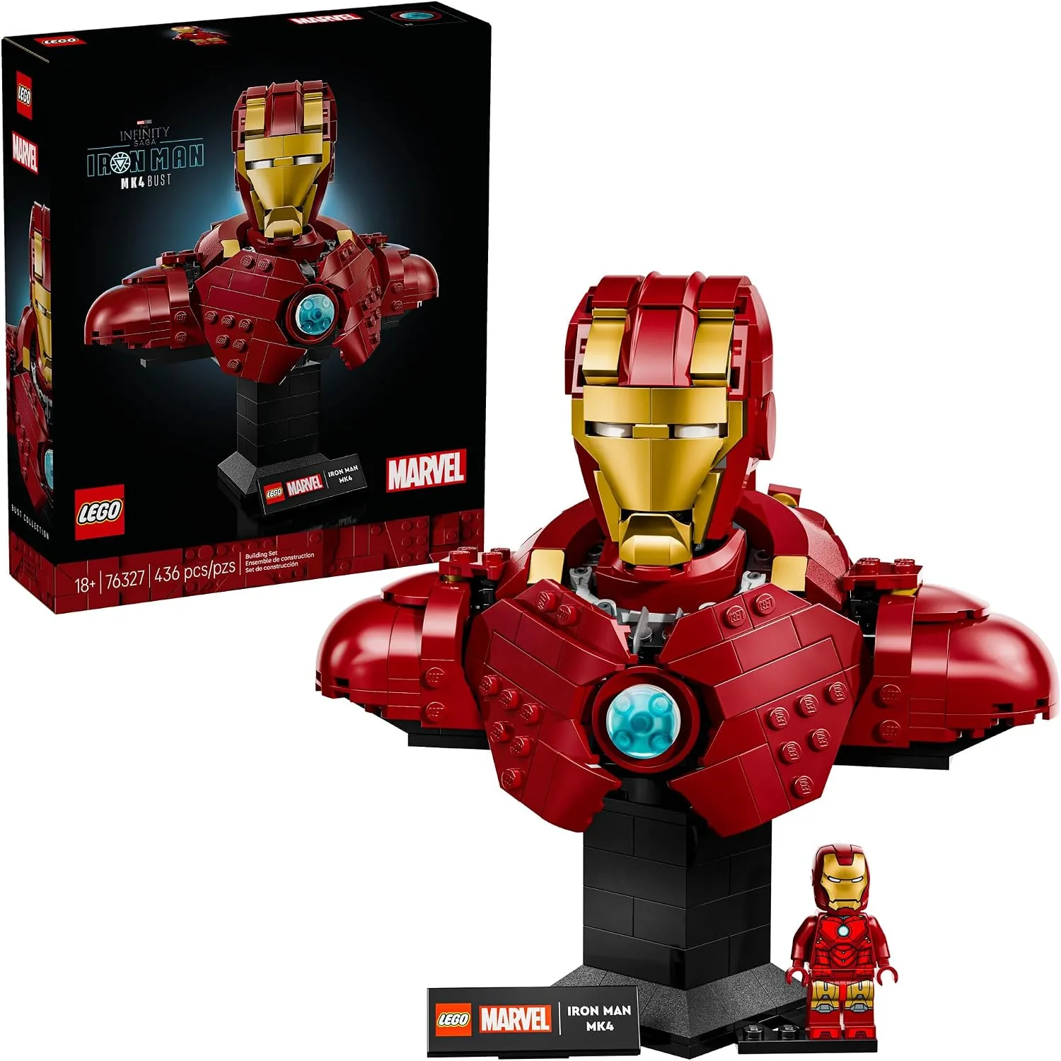 LEGO Marvel Iron Man MK4 Bust - Building Kit for Adults, Ages 18+ - Includes Iron Man Minifigure - Collectible Model for Super Hero Fans - Gift for Men and Women - 76327