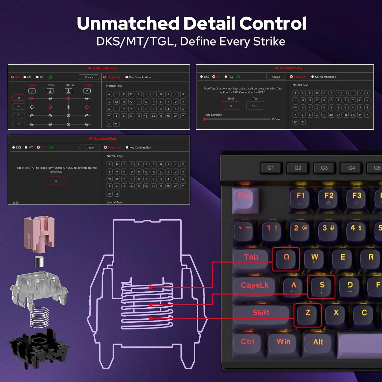 Redragon K580 Wired RGB Hall-Effect Magnetic Gaming Keyboard, Media Wheel