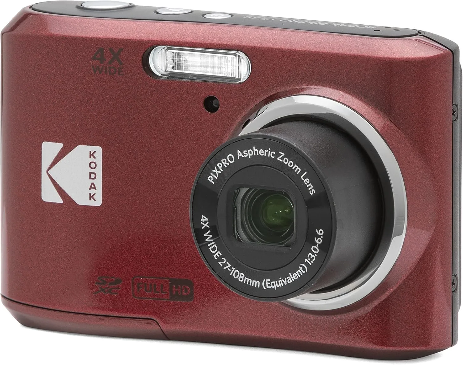 PixPro KODAK PIXPRO FZ45 16MP Compact Digital Camera, 4X Optical Zoom, AA, Red