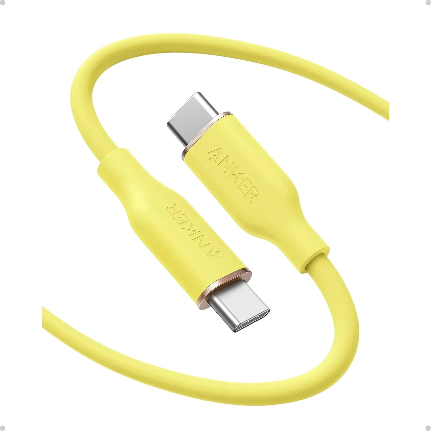 Anker USB C Cable, 240W Type C Fast Charging Cord (1-Pack, 6 ft, Yellow)