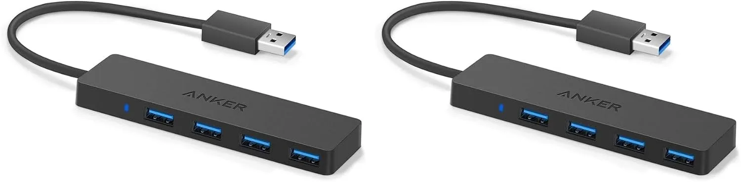 Anker USB Hub 4 Ports with 5Gbps Data Transfer, Multiple USB 3.0 Hub, USB Splitter for Laptop, Extender for A Port Laptop, PC, Desktop and More [Charging Not Supported](0.7 ft USB-A) (Pack of 2)