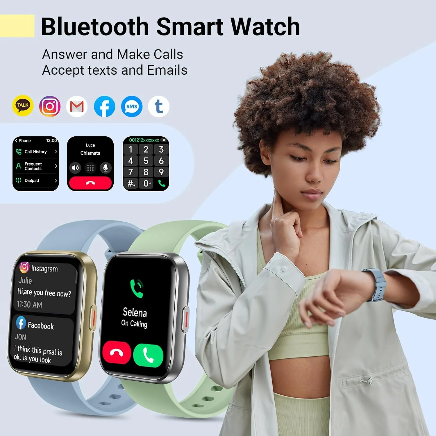 Quican Smart Watches for Men Women, Compatible with iPhone & Android