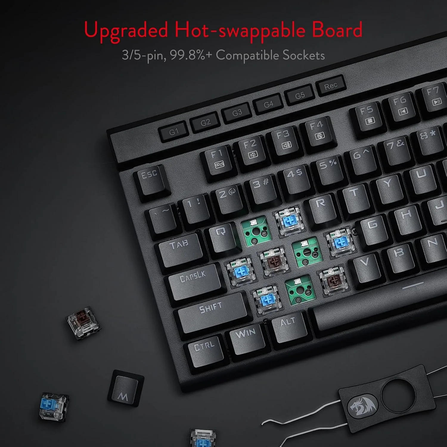 Redragon K580 Wired RGB Mechanical Gaming Keyboard, Macro Key & Media Wheel