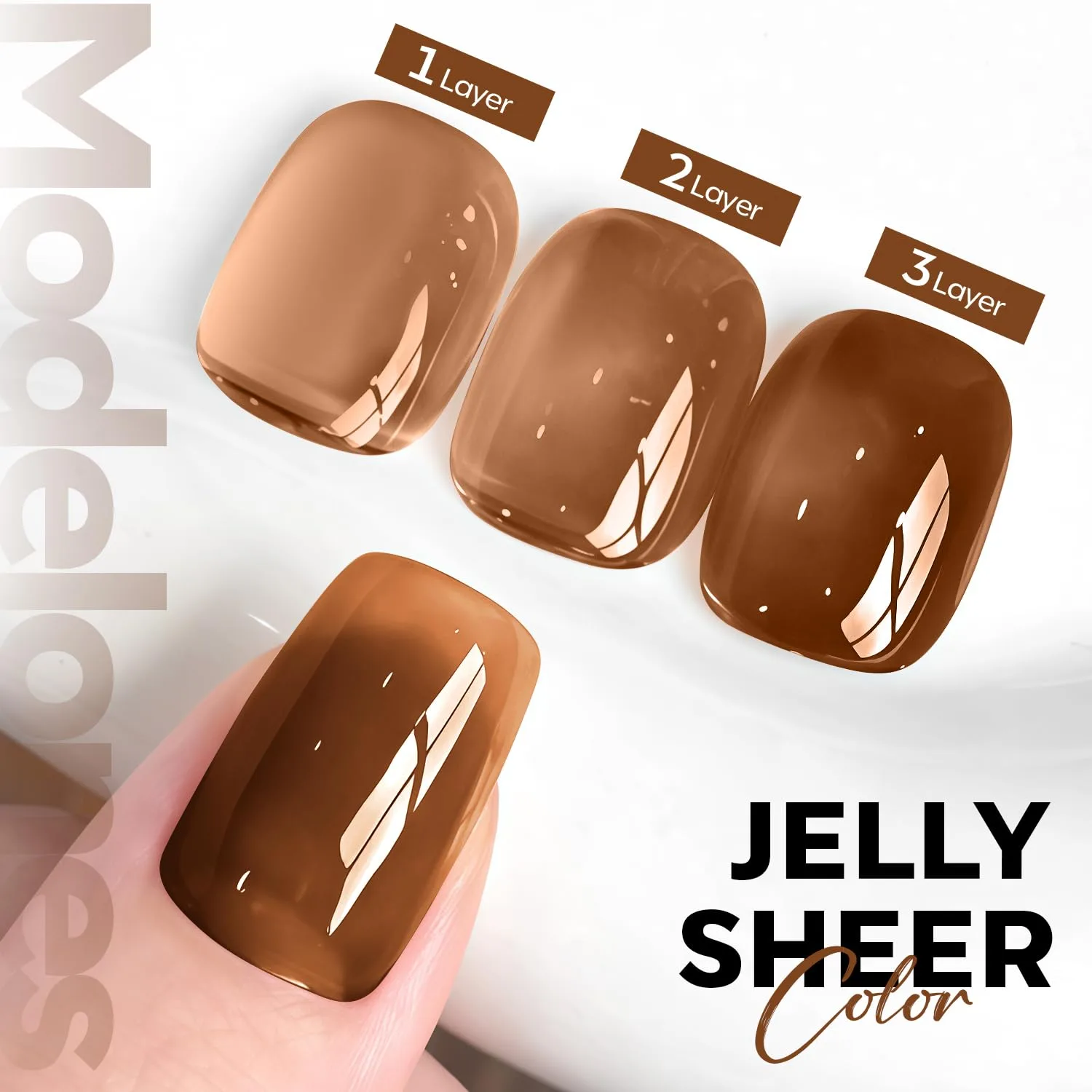 modelones Gel Nail Polish Jelly Brown Tea Translucent Gel Polish