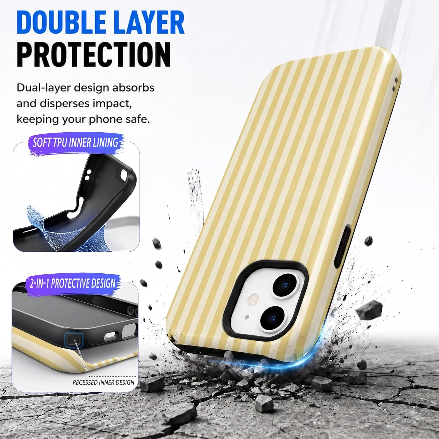 Magnetic for iPhone 11 Phone Case, Cute Butter Yellow Striped