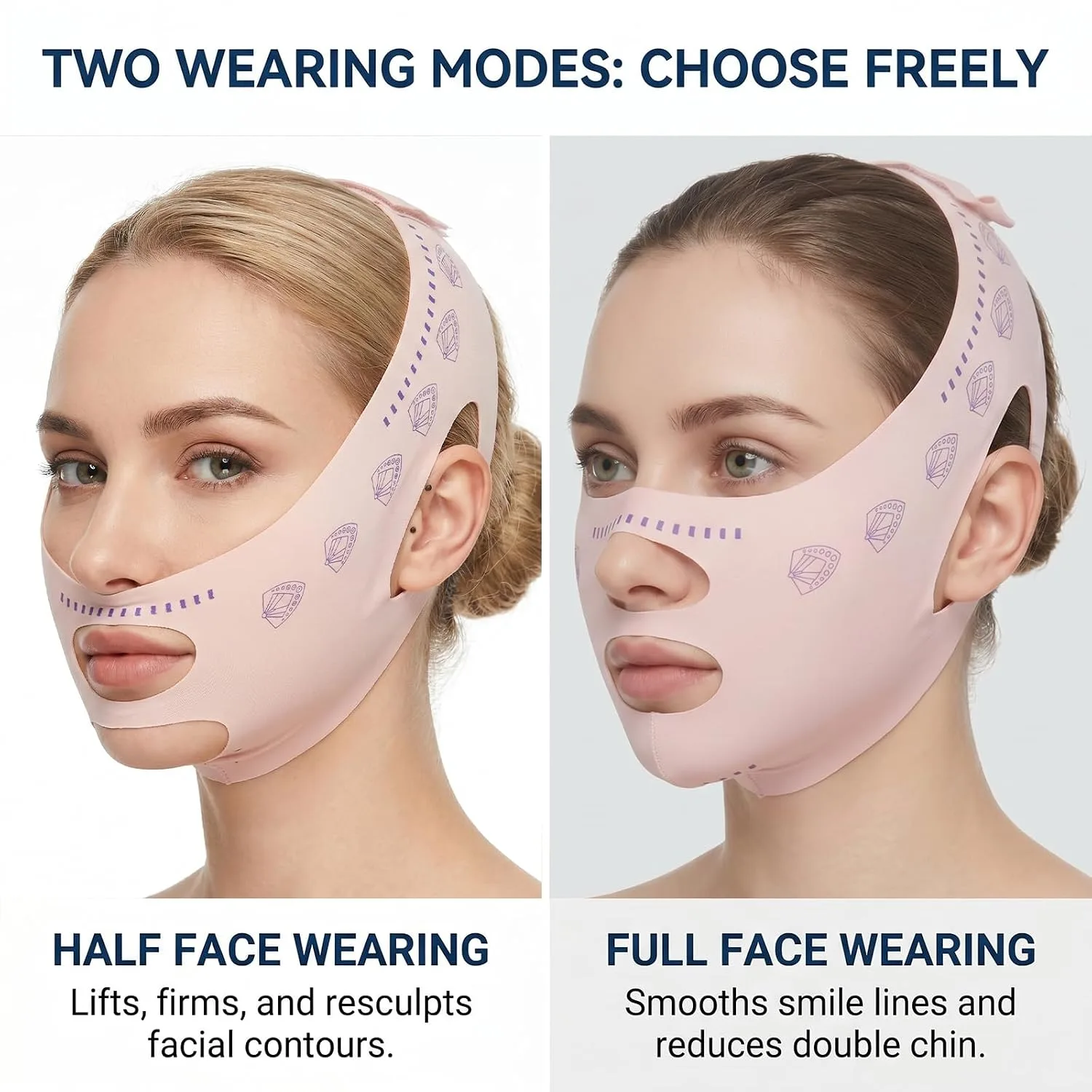 V Line Lifting Mask, Double Chin Reducer Jawline Shaper Strap for Women, Reusable Face Lifting Mask for Sleeping, Breathable Cooling Chin Strap Prevent Sagging