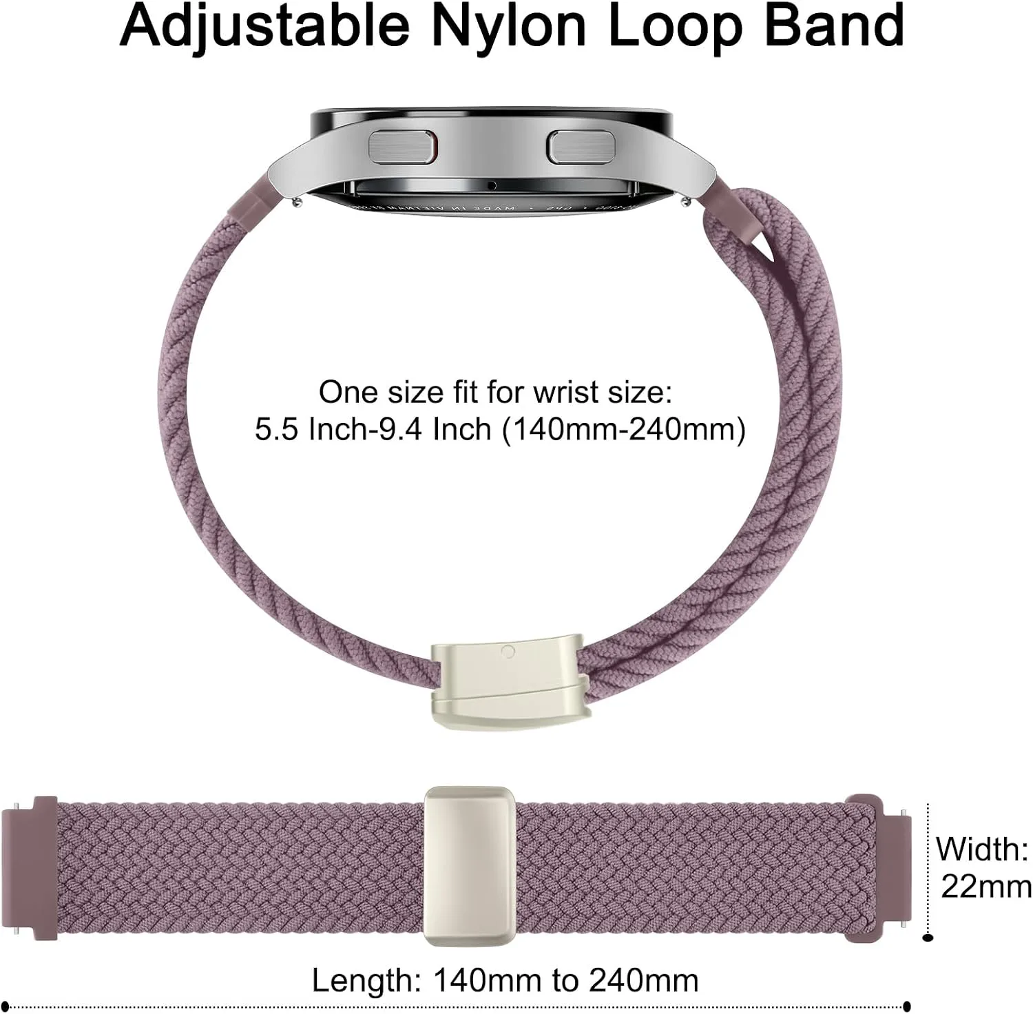 Amzpas Magnetic Braided Strap for COROS PACE 4 / PACE 3 / Pro/APEX 2 Pro/APEX Pro/APEX 46mm, 22mm Soft Nylon Sport WristBand Compatible with ACoros Pace 4/3 Watch Women Men