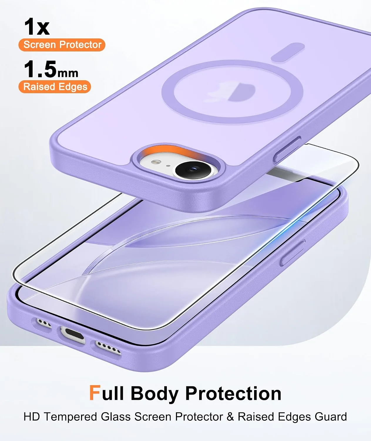FNTCASE for iPhone 17e / 16e Case Fit for MagSafe Light Purple