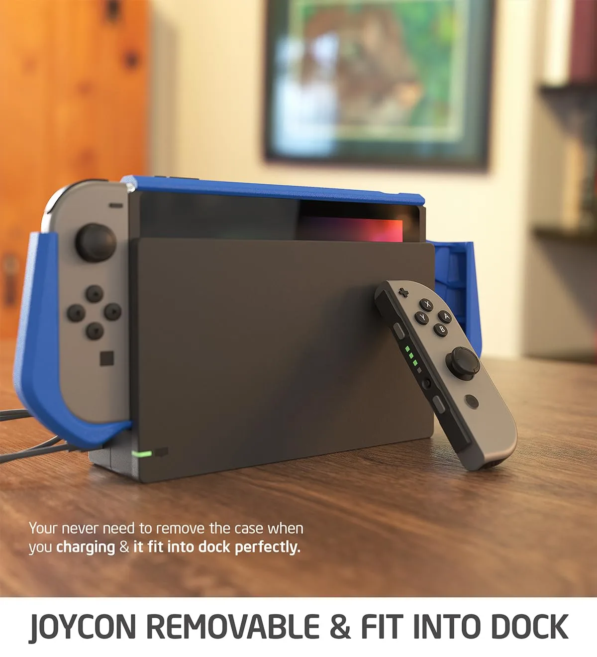 Mumba Dockable Case for Nintendo Switch (2017 Release), [Blade Series] TPU Grip Protective Cover Case Compatible with Nintendo Switch Console and Joy-Con Controller (Navy)