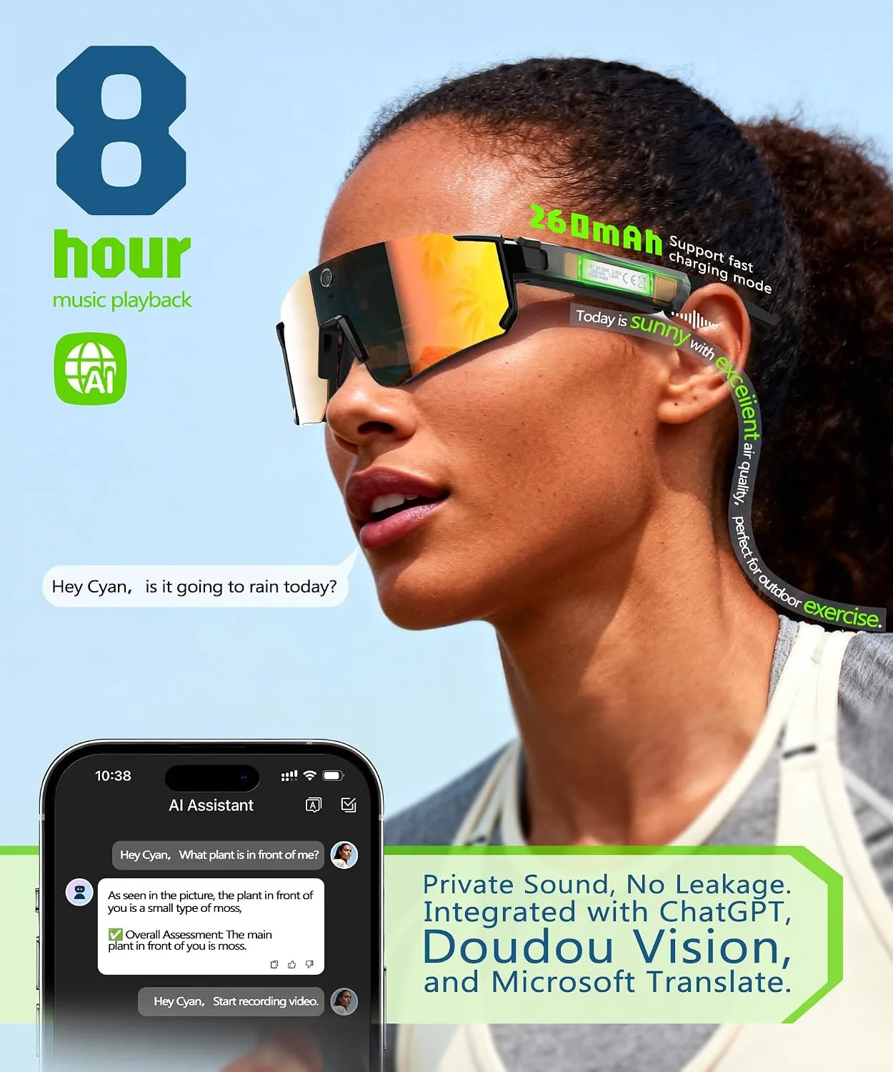 AI Ultra Pro Smart Glasses: 4K Wearable Camera with 6-Axis EIS Stabilization, ChatGPT-4o Voice Assistant, IP66 Waterproof Sport Sunglasses, Dual-Mic ENC Noise Cancelling Arctic Crimson Ice
