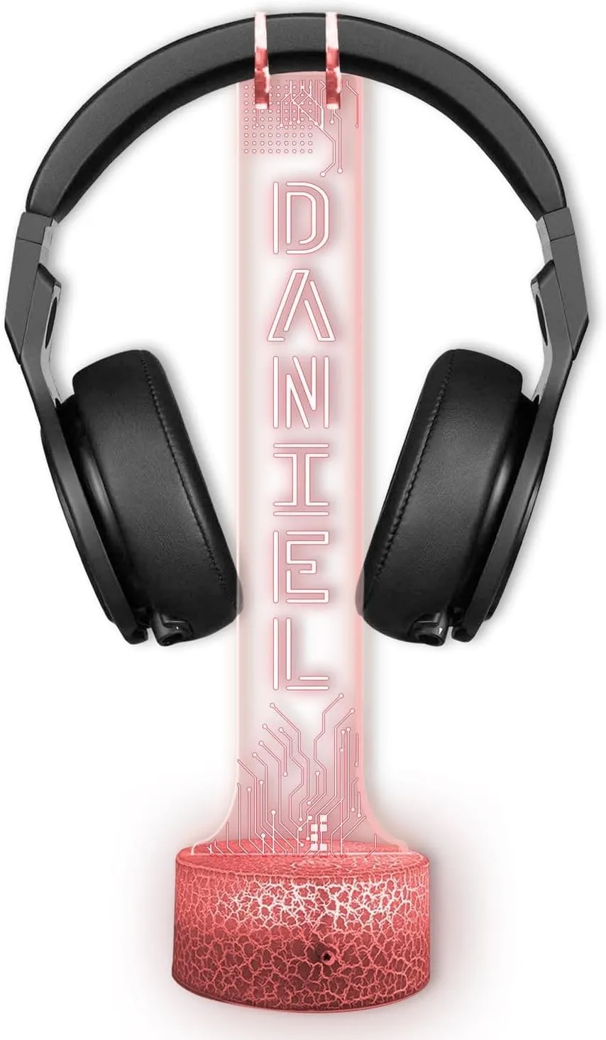 Personalized LED Headphone Holder with RGB Lights, Custom Gamer Desk Organizer, Headset Display Stand for Gaming Setup, Christmas or Birthday Gift for Boyfriend, Teen Gamer or Streamer