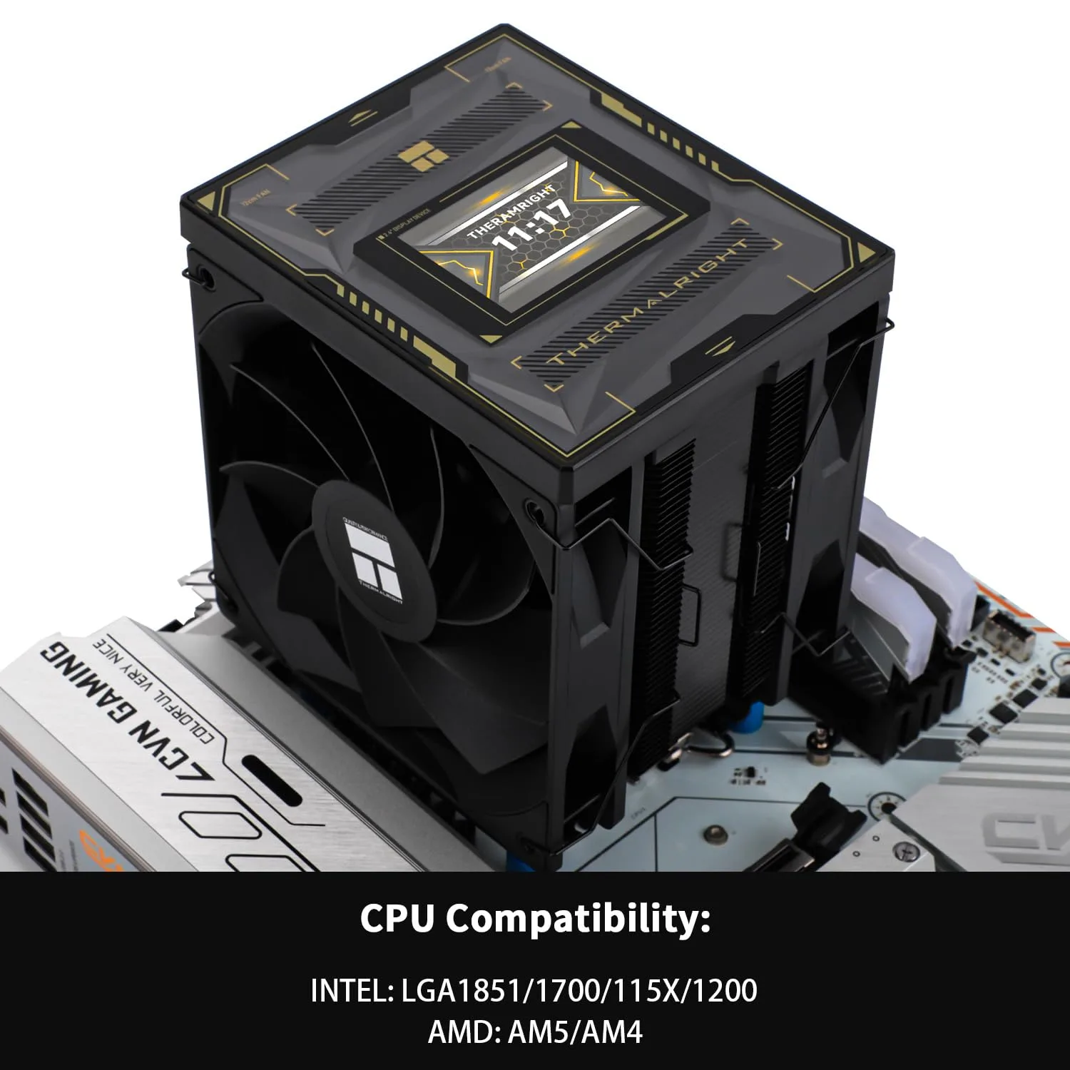 Thermalright Burst Assassin 120 Vision Black CPU Cooler, 2.4inch IPS Display LCD Screen with 320x240 Resolution,Computer High Performance Radiator,for LGA1851/1700 and AM4/AM5,156mm High CPU Cooling