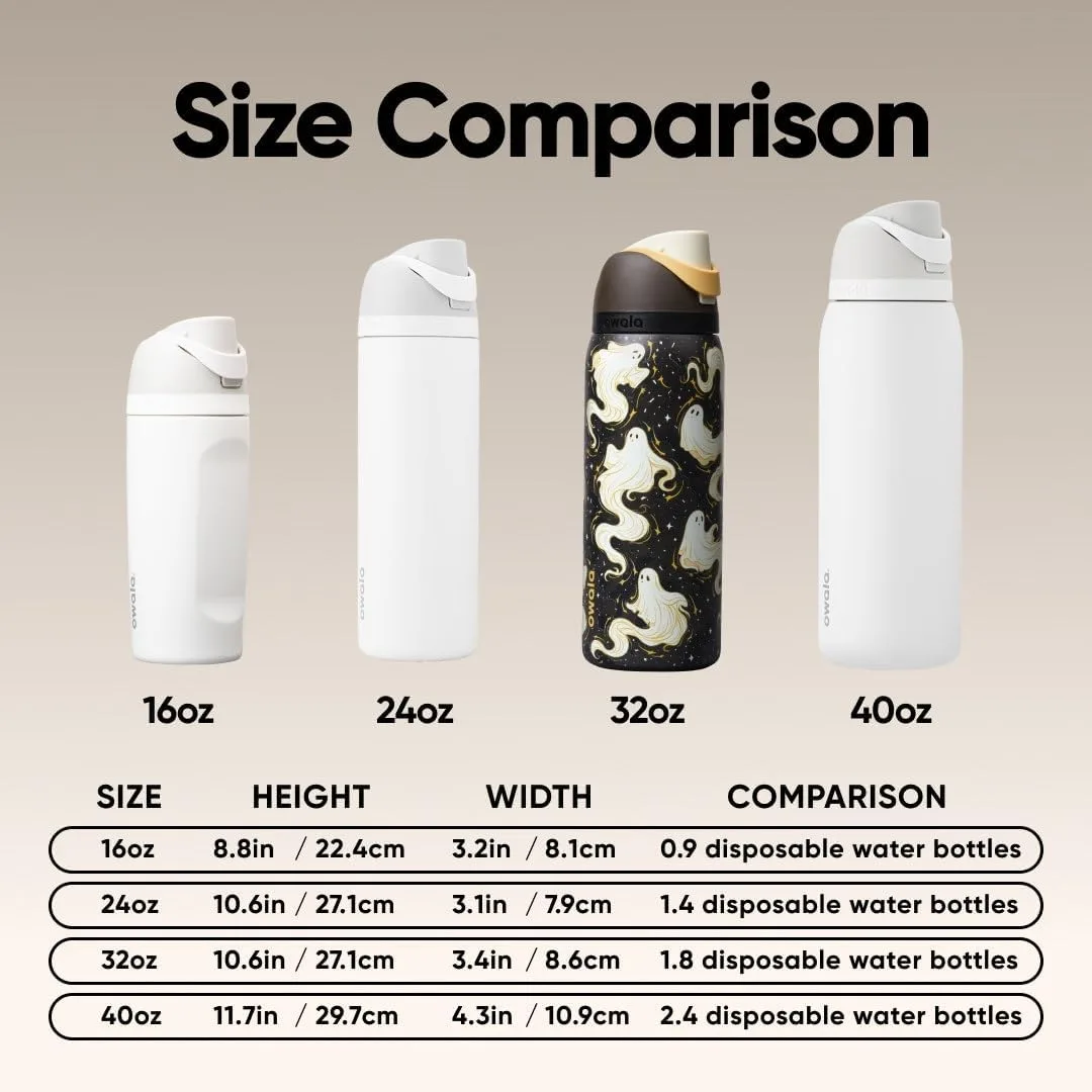Owala FreeSip Stainless Steel Water Bottle 32 oz Round We Ghost