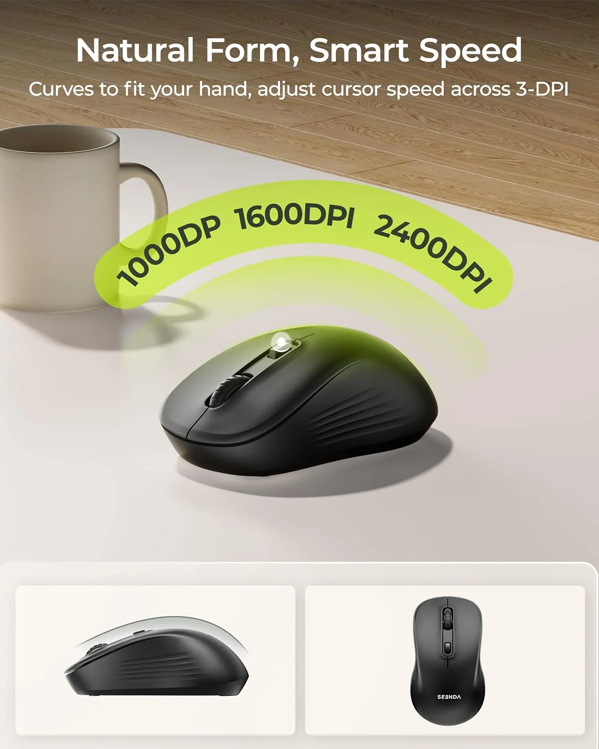 seenda COE200 Wireless Bluetooth Keyboard and Mouse Combo with Wrist Rest