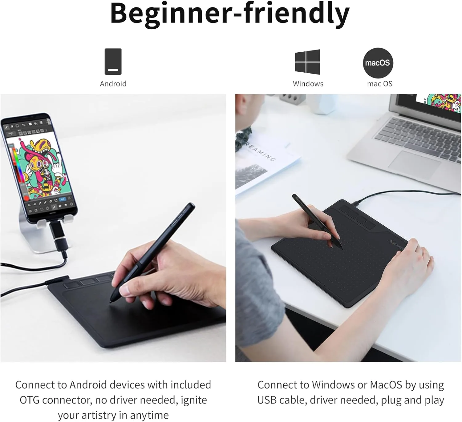 GAOMON S620 Graphics Drawing Tablet, 6.5x4, 8192 Pressure & 4 Hot Keys