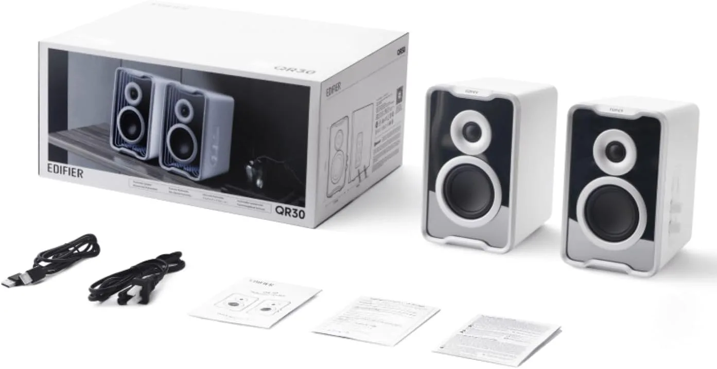 Edifier QR30 RGB Light Desktop Computer Gaming Speakers, 30W RMS, White