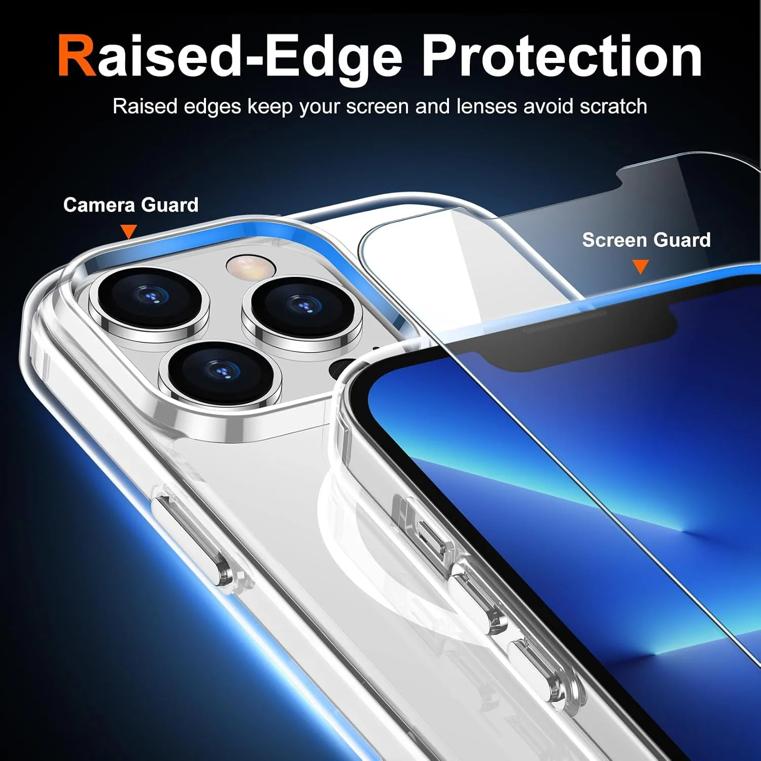 Temdan for iPhone 13 Pro Case with Screen Protector Clear