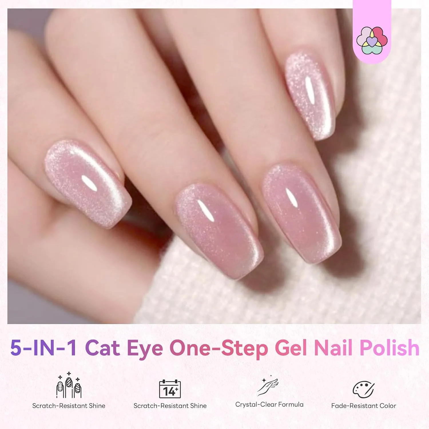 SAVILAND Glazed Nails One-Step Gel Nail Polish: Cat Eye Nail Polish 0.5oz 15ml Purple One-Min Foundation Color Gel Builder & Top Polish Natural Nail Art Pen Reinforcement Long-Lasting Home Manciure