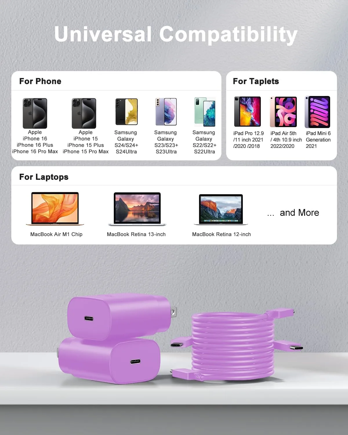 Type C Charger Fast Charging, 2Pack [10FT&6FT] Long USB C Cable with 25W Phone Super Fast Charger Block Compatible with Galaxy S26+/S25 Ultra,iPhone 18/17/16/Air/Plus/Pro Max/Duo