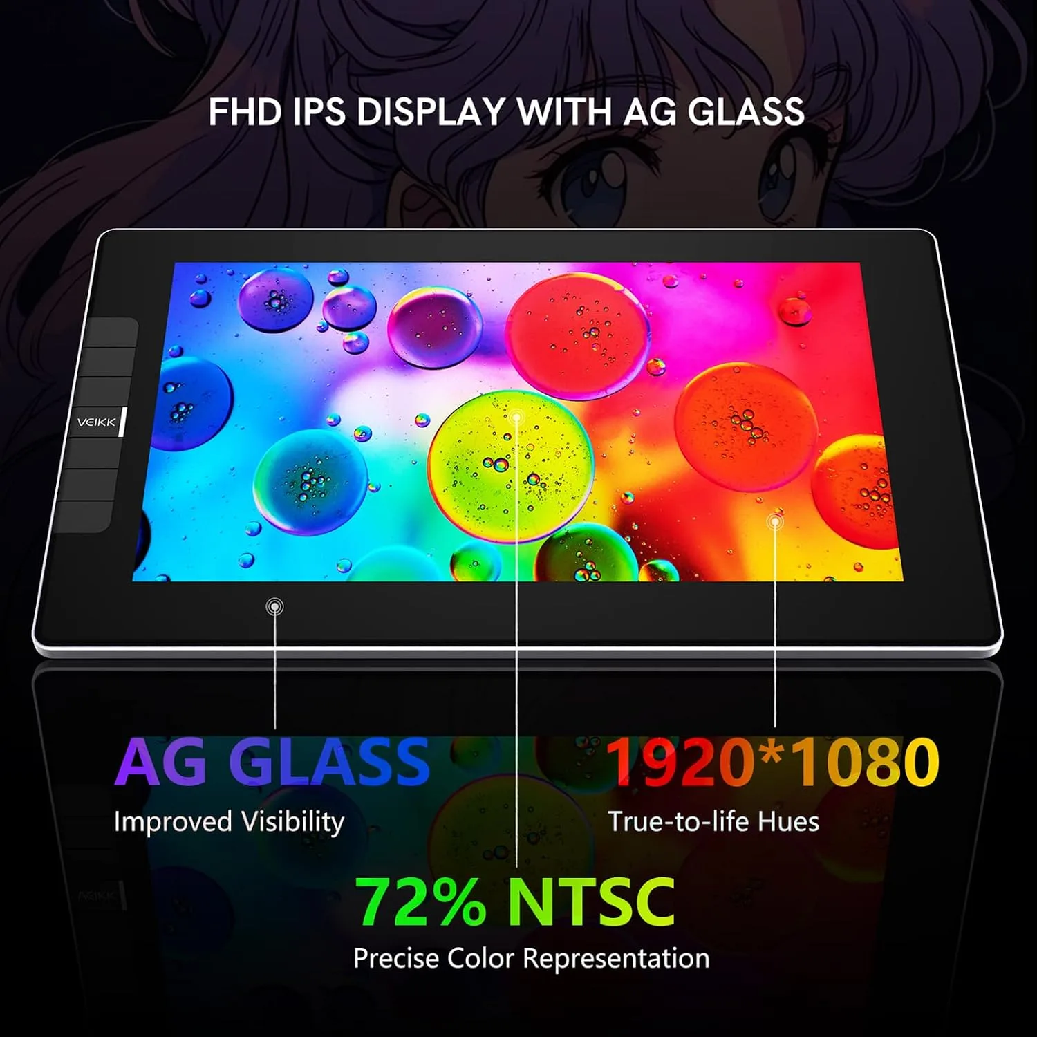 VEIKK VK1200 V2 Drawing Tablet with Screen,11.6'', 8192 Pressure Sentivity