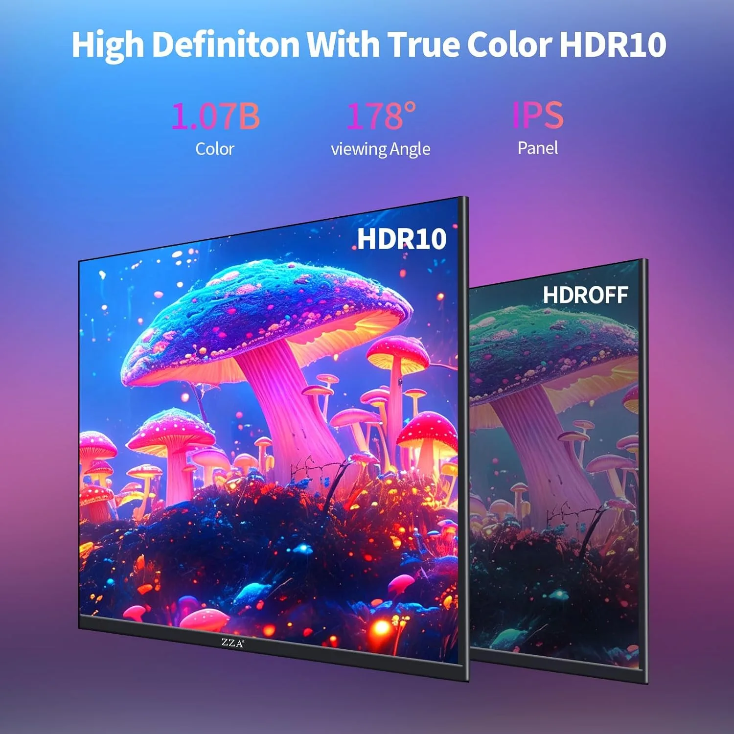 ZZA 27 inch 4K UHD Monitor,75Hz Refresh Rate,HDR10,HDMI 2.0×2/DP 1.2×2,Compatible with Wall Mounting,Ideal for Business & Office Work