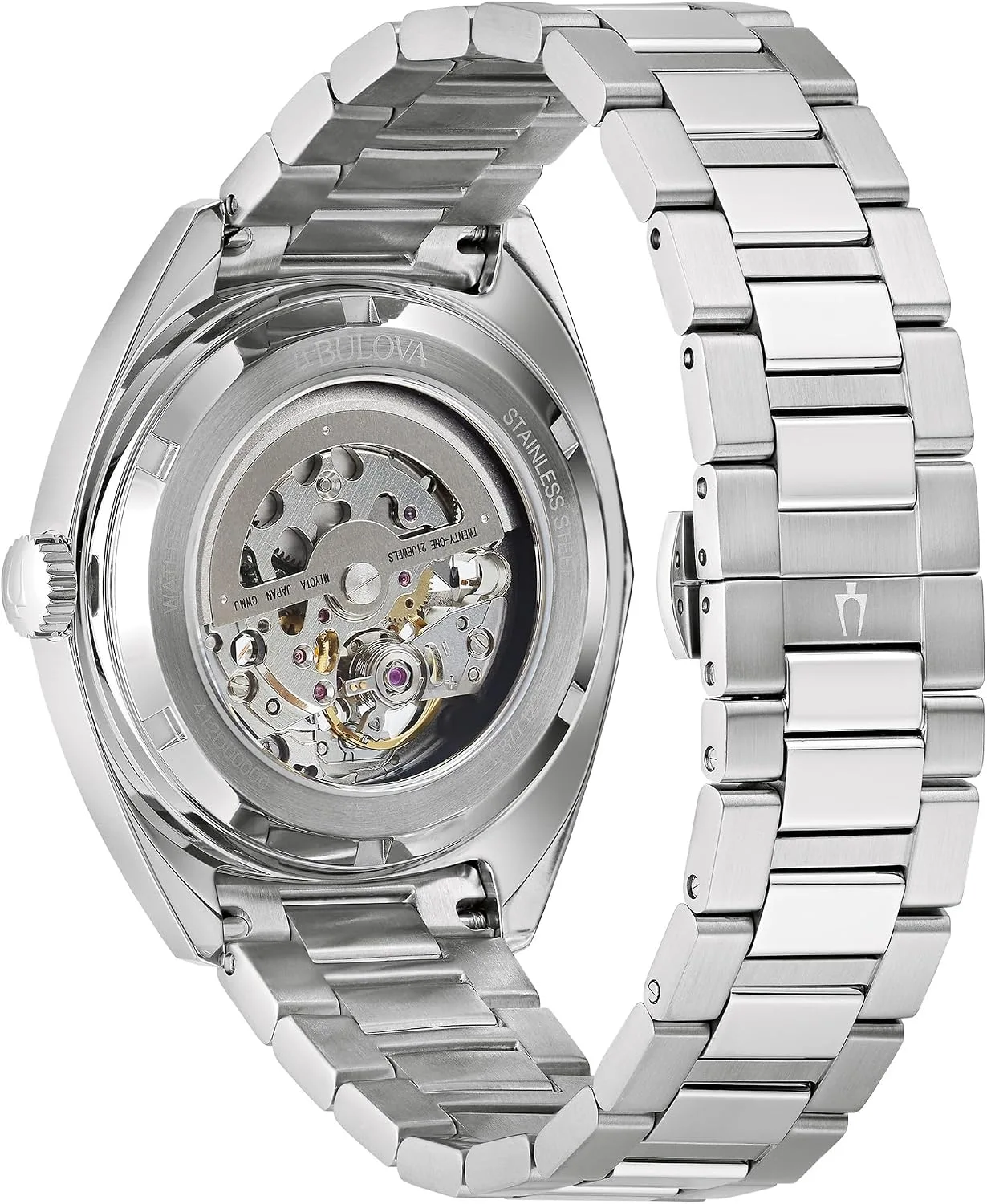 Bulova Men's Automatic Surveyor, Silver-Tone Stainless Steel Case & Bracelet, Skeletonized Dial (Style: 96A292)