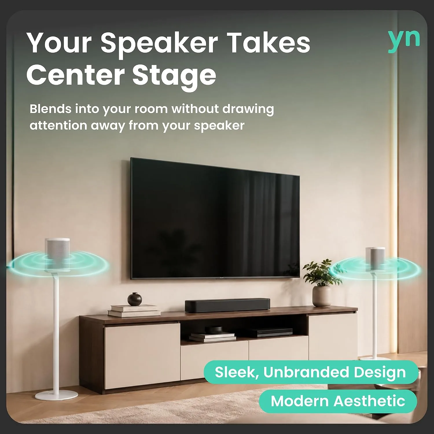 ynVISION.DESIGN Speaker Stands for Sonos One/One SL & Play:1, White, 2 Pack